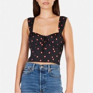 🔆 For Love and Lemons Black & Red Jenny Dot Crop - Size Large